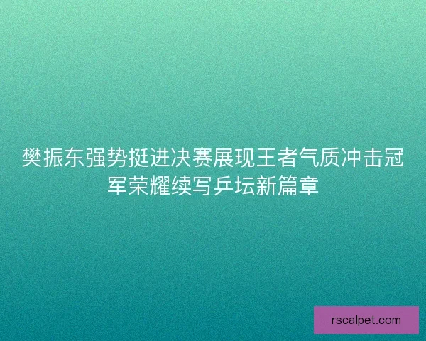 樊振东强势挺进决赛展现王者气质冲击冠军荣耀续写乒坛新篇章