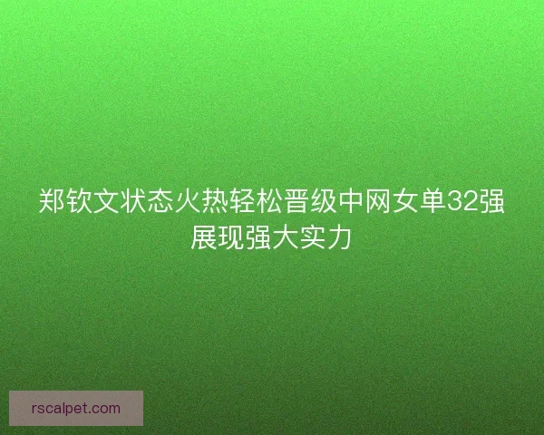 郑钦文状态火热轻松晋级中网女单32强展现强大实力