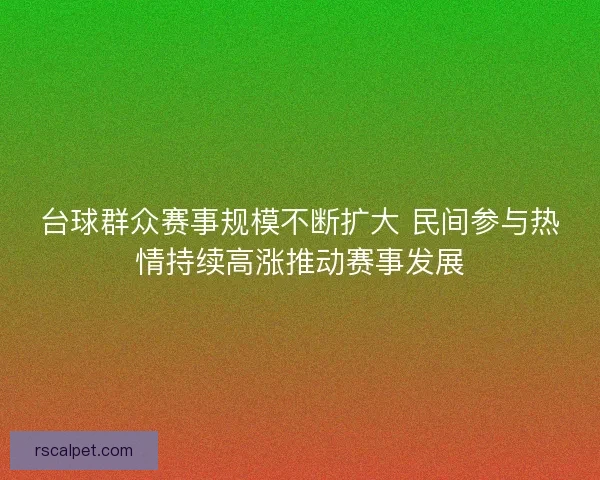 台球群众赛事规模不断扩大 民间参与热情持续高涨推动赛事发展