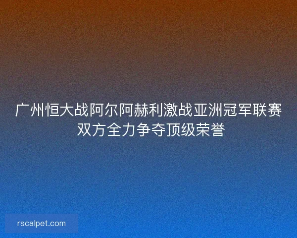 广州恒大战阿尔阿赫利激战亚洲冠军联赛 双方全力争夺顶级荣誉